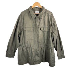 Old Navy lagen look safari oversized cinched waist Utility Jacket Olive 90s sz 2